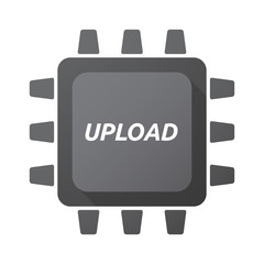 Isolated Central Processing Unit icon with    the text UPLOAD