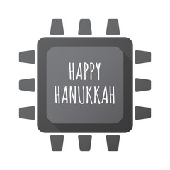 Isolated Central Processing Unit icon with    the text HAPPY HAN