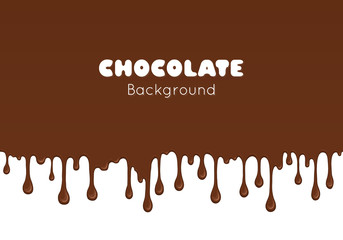 Background of flowing dark chocolate. Splash of melt brown sweet liquid. Melted chocolate drips and flowing. Abstract vector illustration