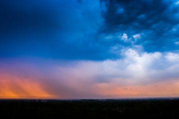 colorful dramatic sky with cloud at sunset