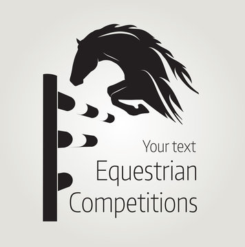 Equestrian competitions - vector illustration of horse - poster
