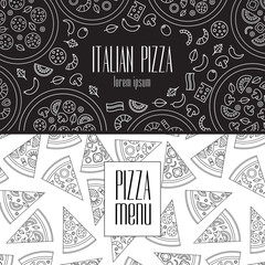 Pizza restaurant design with modern line graphic. Black and white. Vector illustration.