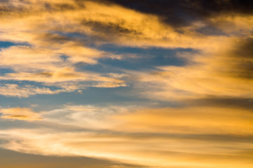 colorful dramatic sky with cloud at sunset