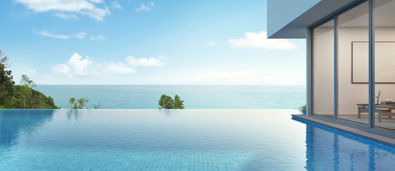 sea view house with pool in modern design - 3d rendering