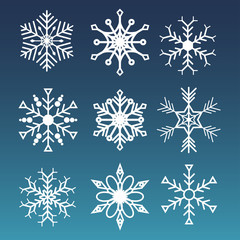 Set of snowflakes winter vector icon