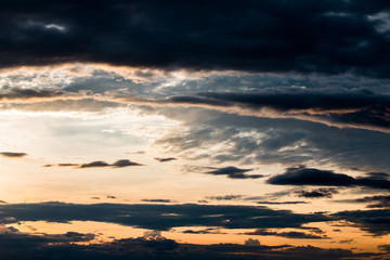 colorful dramatic sky with cloud at sunset