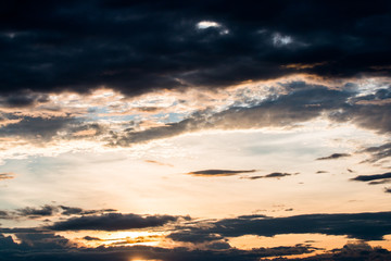 colorful dramatic sky with cloud at sunset