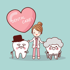 Happy cartoon old tooth