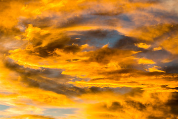 colorful dramatic sky with cloud at sunset
