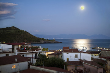 Fototapeta premium Bay at night, Marina di Camerota, Italy