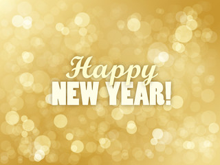 HAPPY NEW YEAR 2017 with gold bokeh lights 