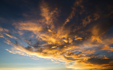 colorful dramatic sky with cloud at sunset