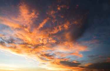 colorful dramatic sky with cloud at sunset