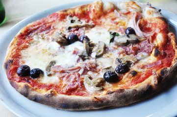 Tasty homemade pizza close-up