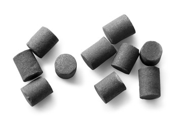 black polycrystalline synthetic diamonds in shape of cylinder