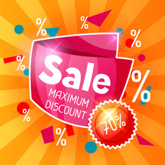 Sale banner. Advertising flyer for commerce, discount and special offer