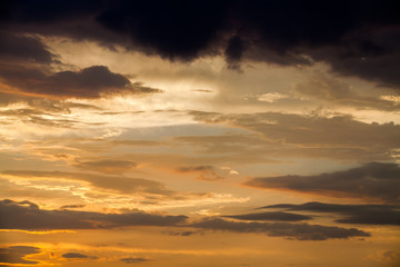 colorful dramatic sky with cloud at sunset
