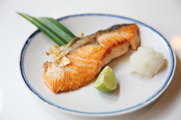 Grilled salmon japanese style shio yaki , Japanese food