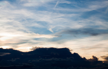 colorful dramatic sky with cloud at sunset