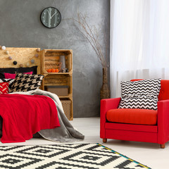 Bedroom with red decoration