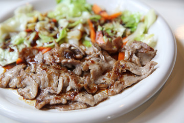 Beef yakiniku in close up , Japanese food