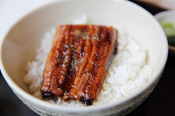 Unagi don , grilled eel with rice , Japanese food
