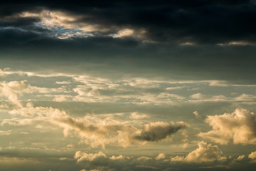 colorful dramatic sky with cloud at sunset