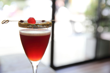 red cocktail in close up