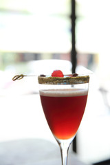 red cocktail in close up
