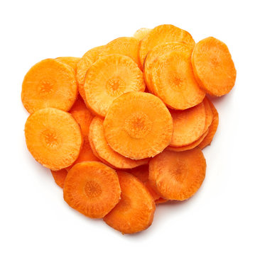 Heap of sliced carrot, from above