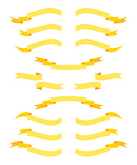Obraz premium Vector ribbon collection. Bright golden yellow flat ribbons set.