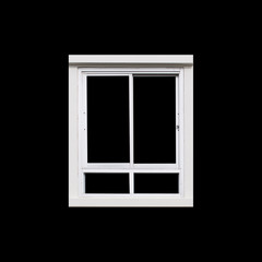 Modern window with white frame on black isolate background