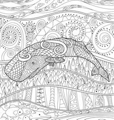 Swimming whale for anti stress Coloring