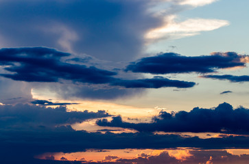 colorful dramatic sky with cloud at sunset