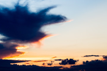 colorful dramatic sky with cloud at sunset