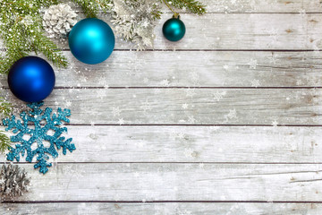 Spruce branches with Christmas decorations.