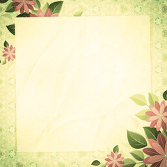 Vintage vignette with the form of paper and flower corners, lemo