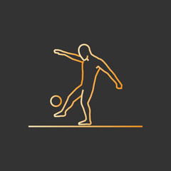 Gold line soccer icon.