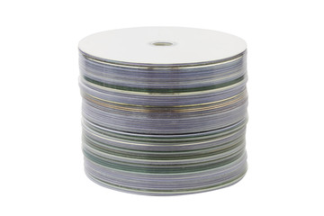 Pile of cd with clipping path isolated on white background.