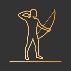 Gold line archery icon.