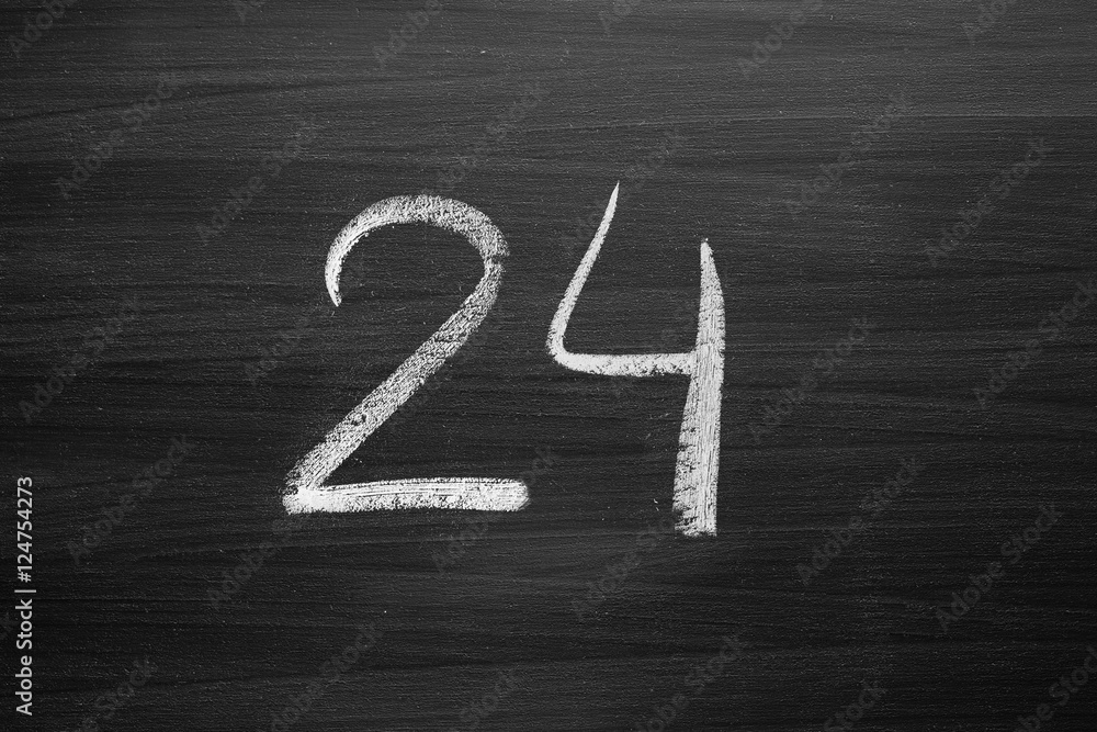 Wall mural number twenty four enumeration written with a chalk on the blackboard