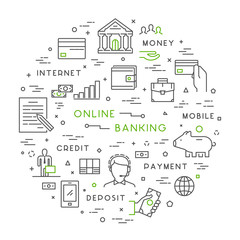 Vector line concept for banking.