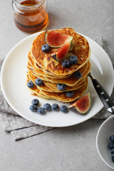 Pancakes with berries for brunch