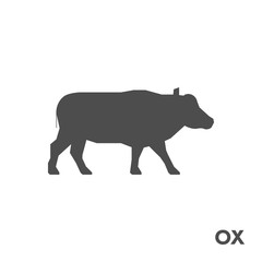 Black vector figure of ox.