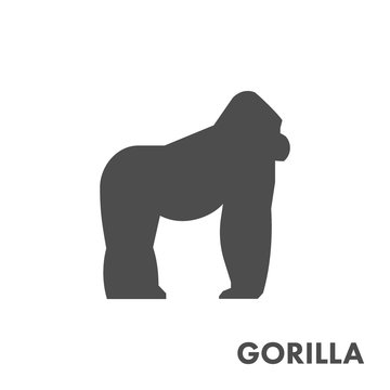 Black vector figure of gorilla.
