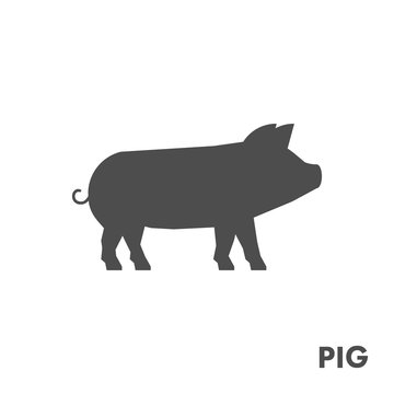 Black vector figure of pig.