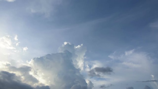 Beautiful time lapse stock footage of white and fluffy clouds passing over blue sky. Indian sky video with HD, 1920 x 1020 quality, nature scene.