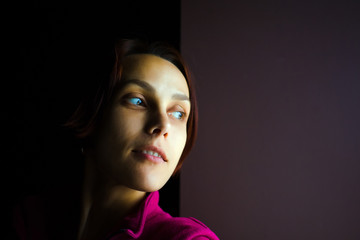 Fototapeta premium Portrait of a girl with short hair.