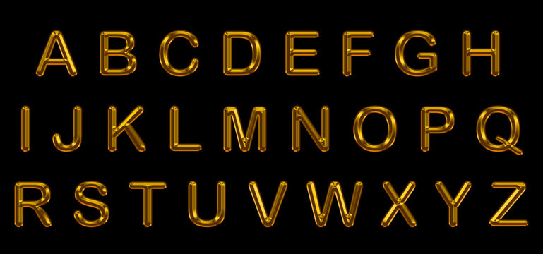 set of gold alphabet