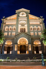 Fototapeta premium Saint Nicholas Cathedral in the night, Monaco